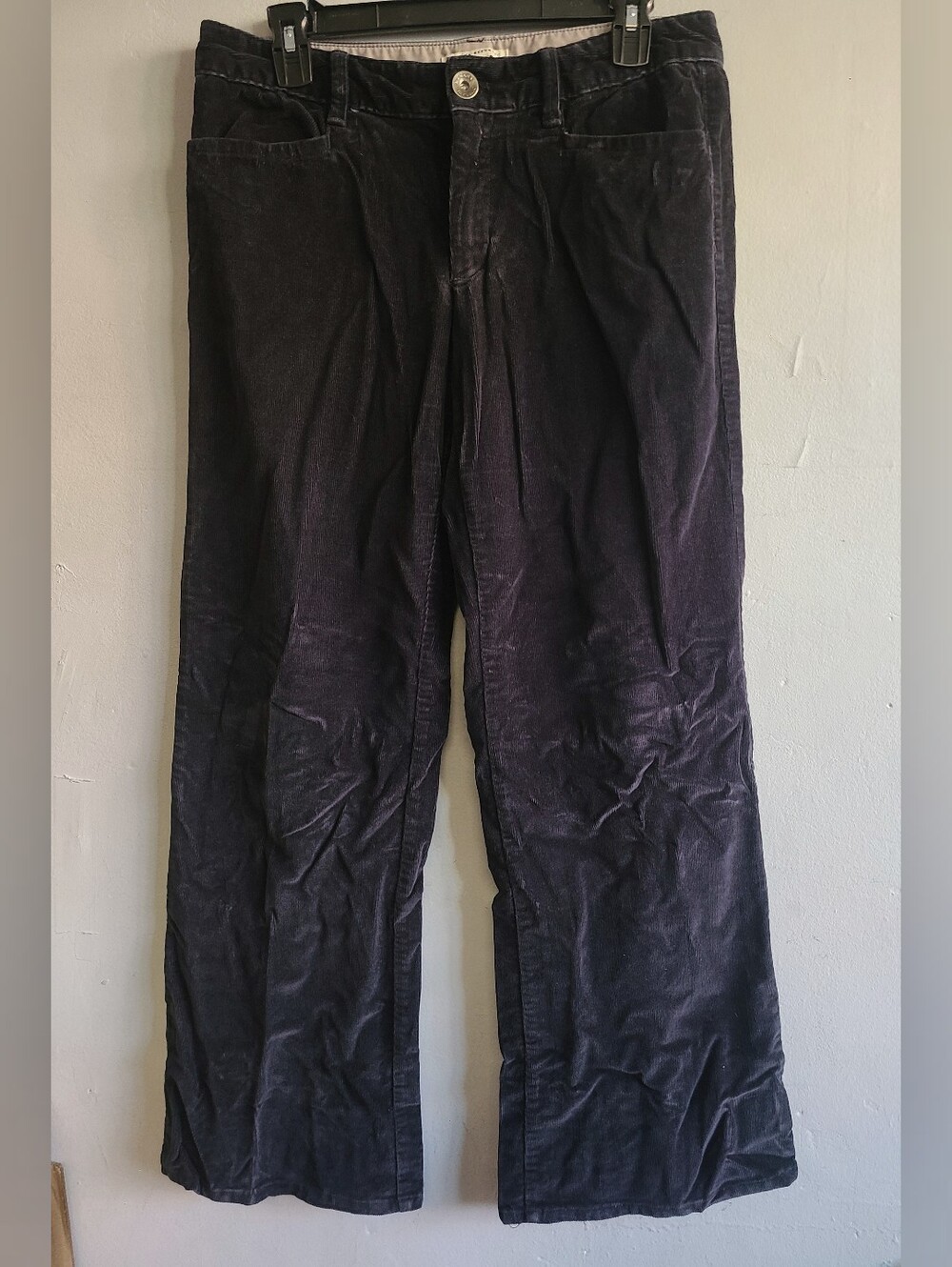 Women size 28 Banana Republic (32" waist) black corduroy wide leg pants trousers